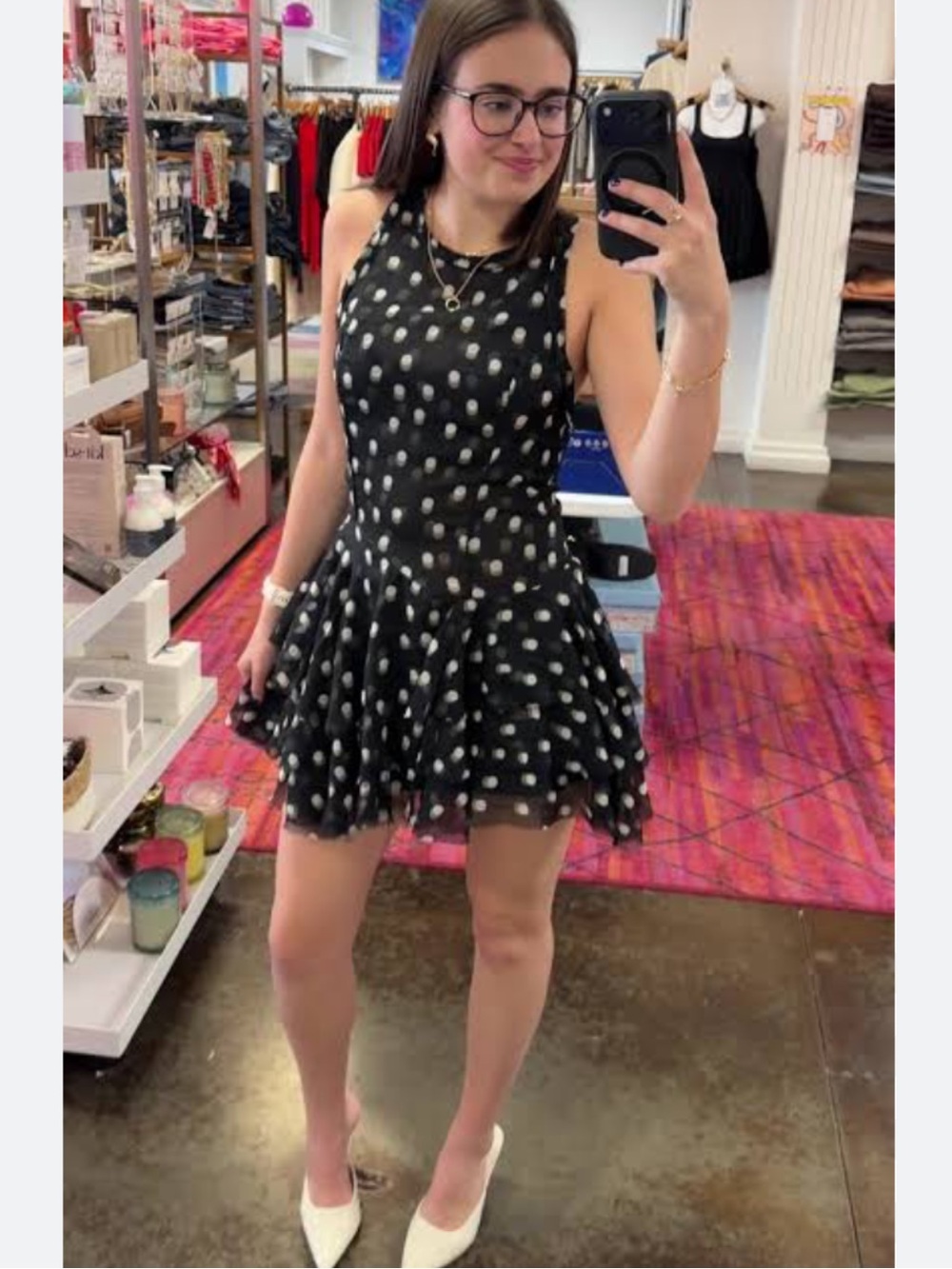 Free People Raven Printed Mini Dress XS Night Combo NWT Dot Printed Ruffle black - Picture 7 of 15
